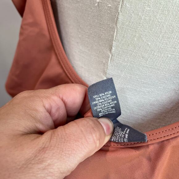 Aerie Ruffle Low Back One Piece Tan Terracotta One Piece Bathing Suit Size L - Picture 5 of 9